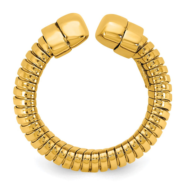 14K Gold Polished Cuff Ring - 8.5mm Adjustable
