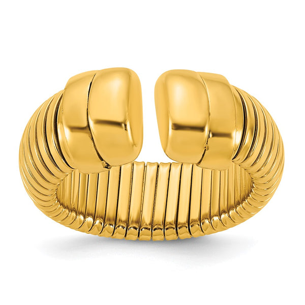 14K Gold Polished Cuff Ring - 8.5mm Adjustable