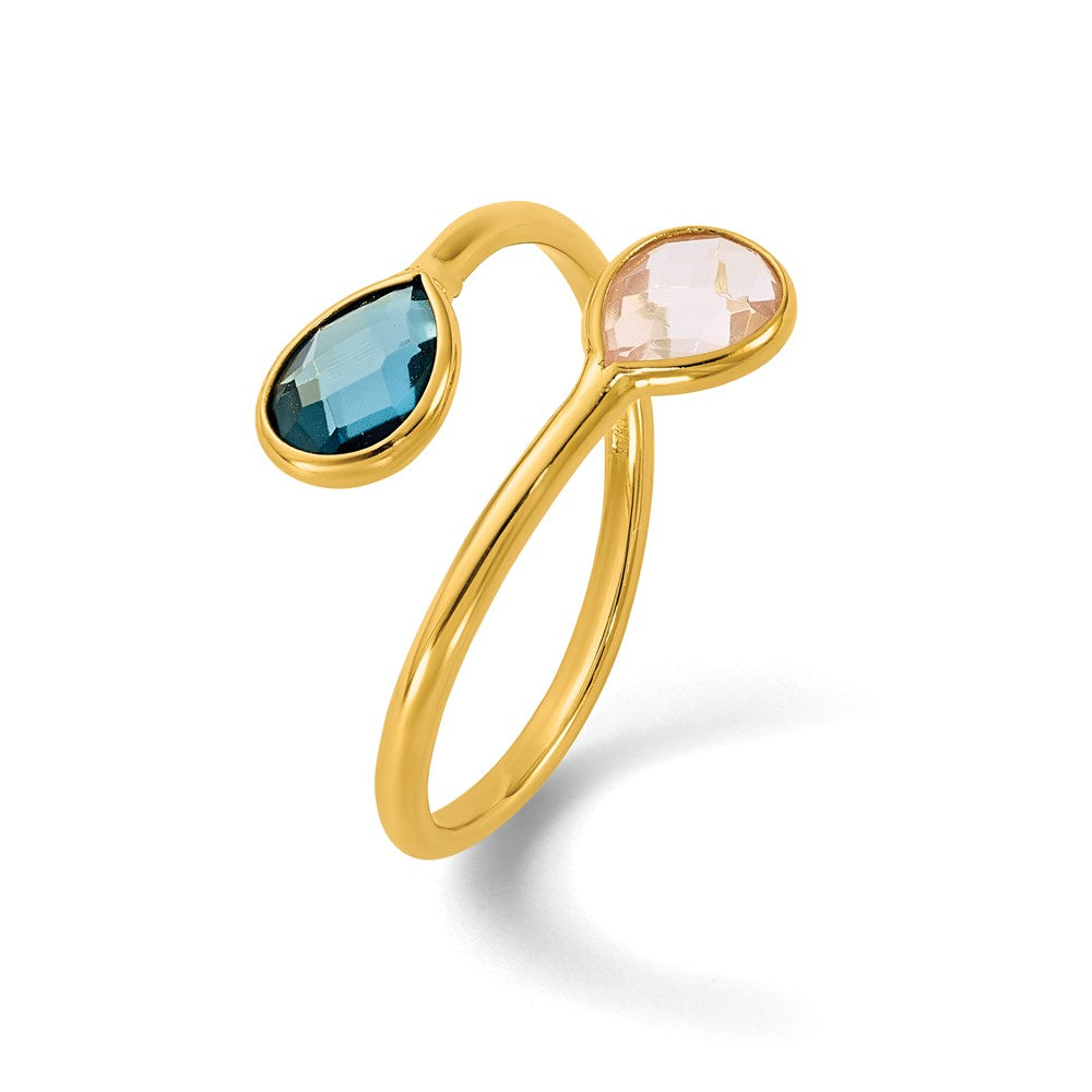 Shop Exclusive Herco 14K Gold Teardrop Bypass Ring with London Blue Topaz