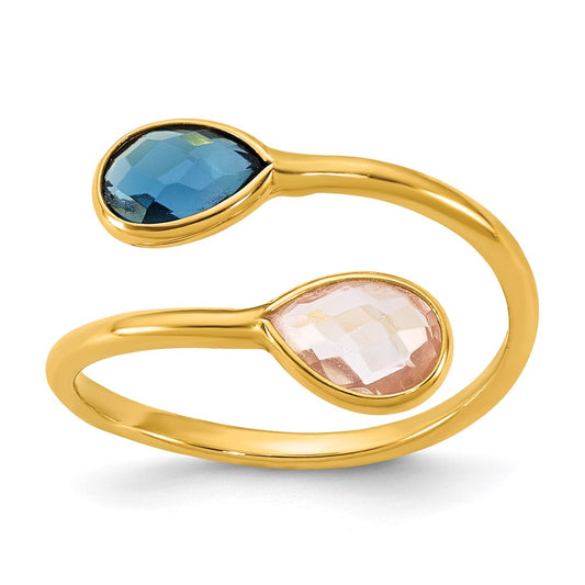 Shop Exclusive Herco 14K Gold Teardrop Bypass Ring with London Blue Topaz