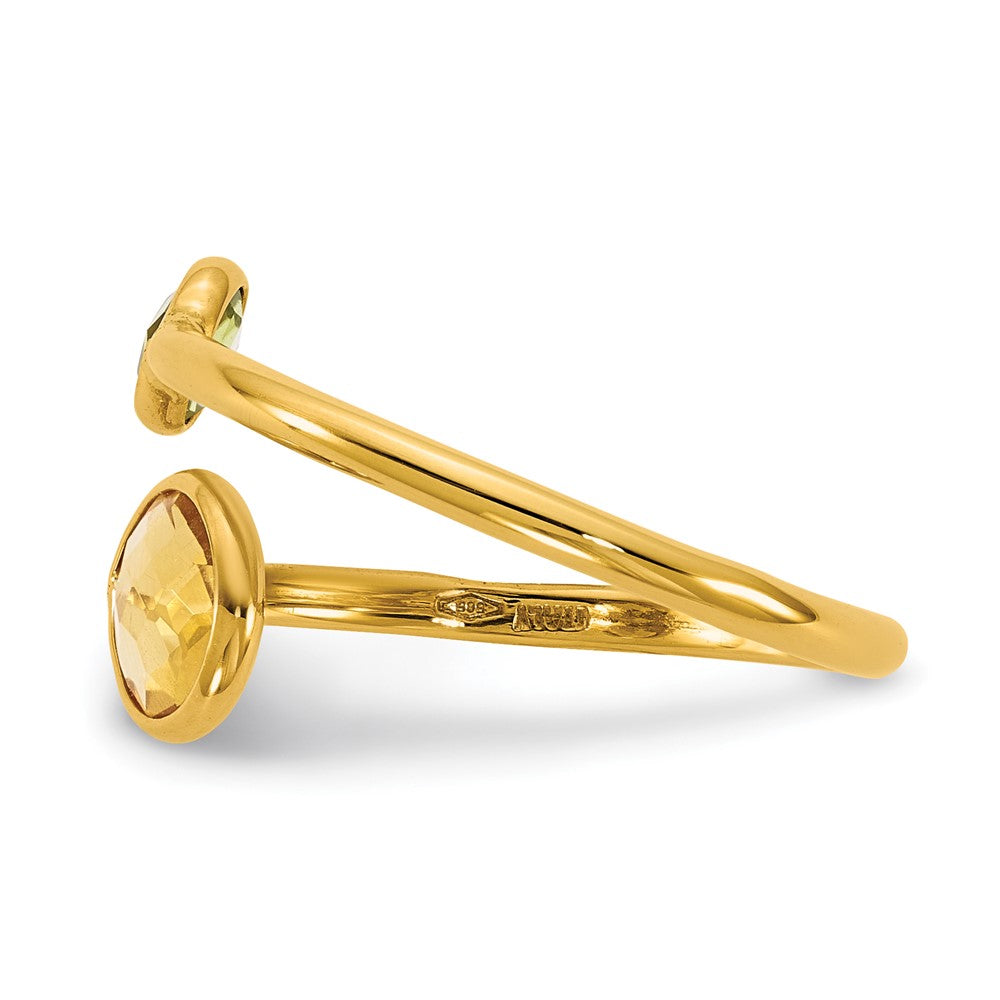 Buy Stylish 14K Gold Polished Bypass Ring with Peridot & Citrine Circles