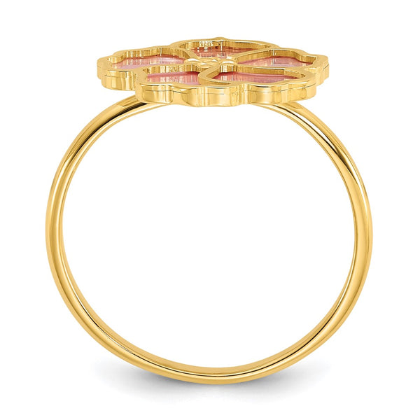 Herco 14K Gold Polished Pink Mother of Pearl Flower Ring