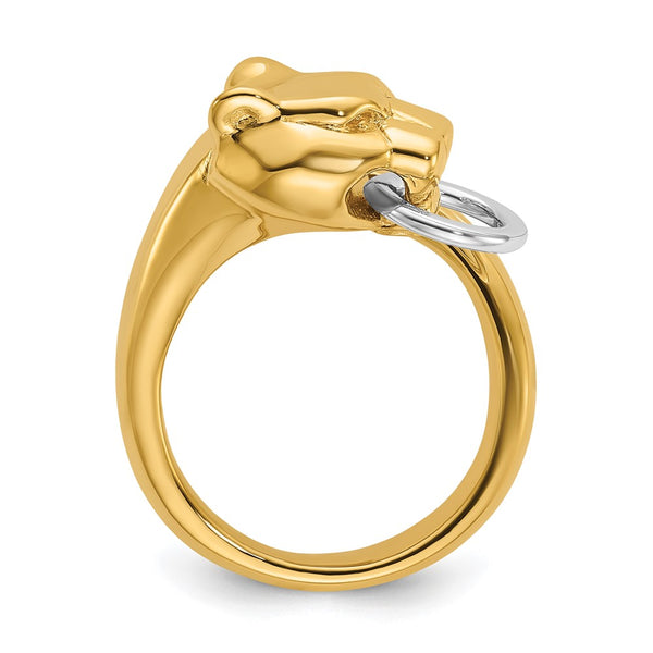 Herco 18K Two-Tone Panther Head Bypass Ring