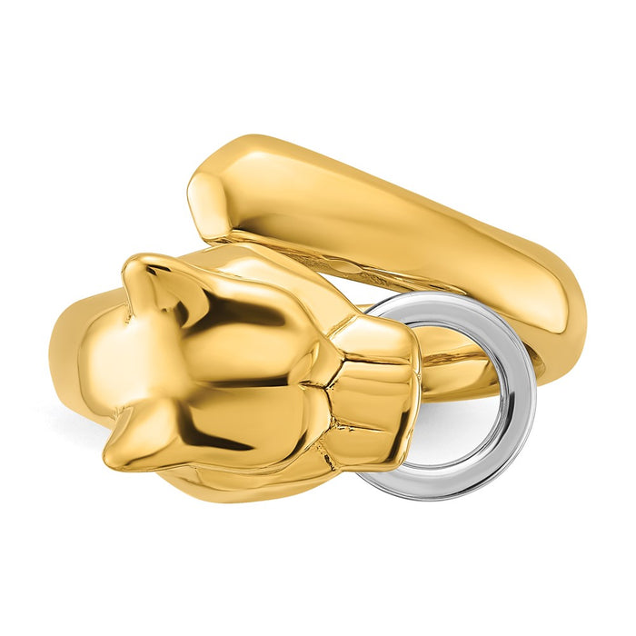 Designer Herco 18K Two-Tone Panther Head Bypass Ring - Stylish & Affordable-4