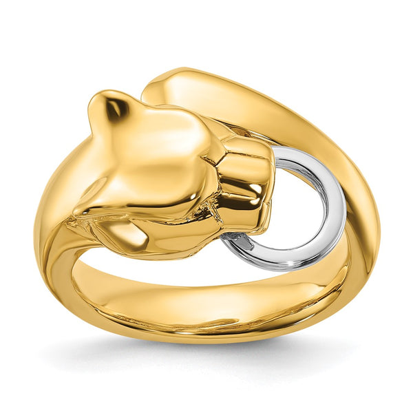 Herco 18K Two-Tone Panther Head Bypass Ring