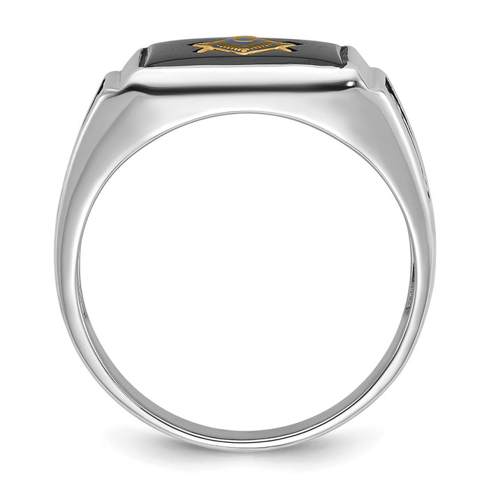 Buy Exclusive 10K White Gold Men's Masonic Ring with Onyx Accents, Stylish Design-2