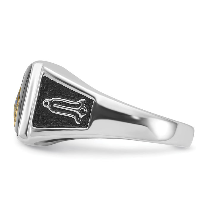 Buy Exclusive 10K White Gold Men's Masonic Ring with Onyx Accents, Stylish Design-3