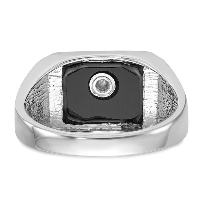 Buy Exclusive 10K White Gold Men's Masonic Ring with Onyx Accents, Stylish Design-5