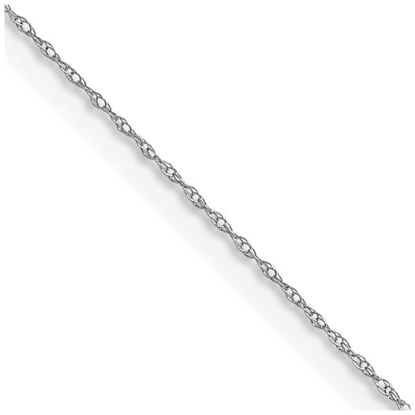 14K White Gold 0.4mm Cable Rope Chain