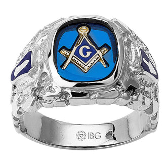 Exclusive Silver SS Master Mason Ring | Stylish Blue Masonic Stone, 14K Gold