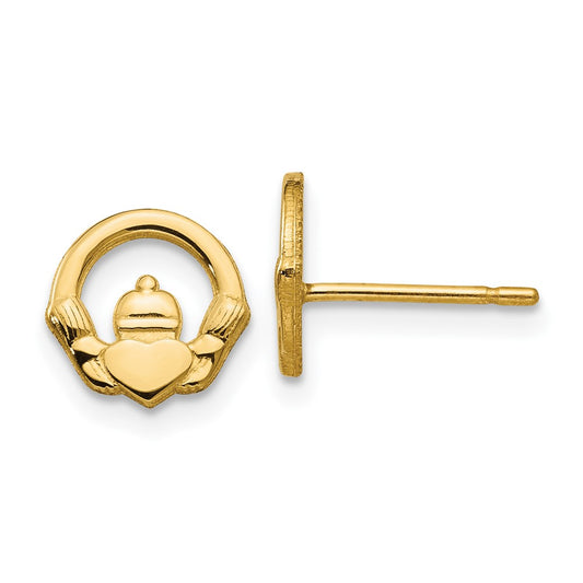 Buy Stylish 14K Gold Claddagh Stud Earrings - Affordable Luxury for You