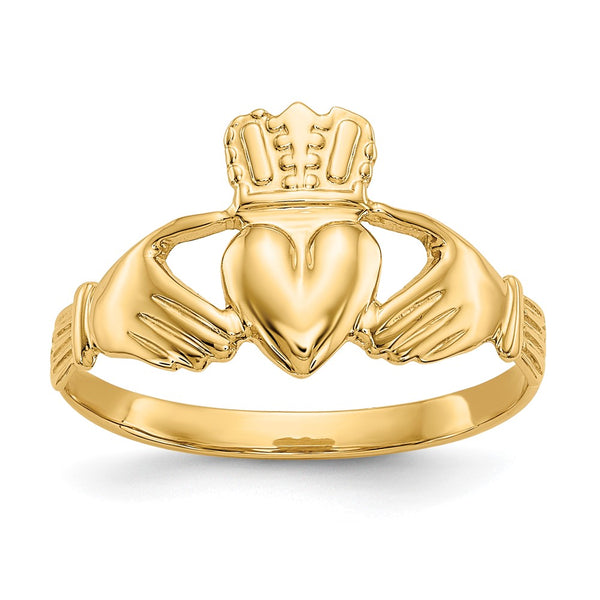 14K Gold Polished Claddagh Ring - Style GR1-1000786