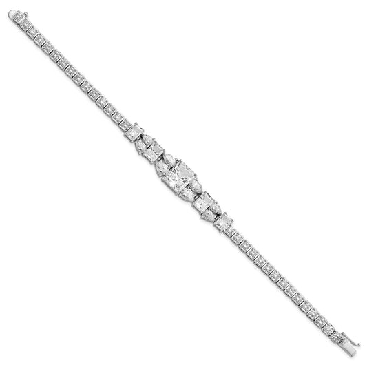 Shop Exclusive Sterling Silver Rhodium-Plated Bracelet with White CZ | Stylish Value