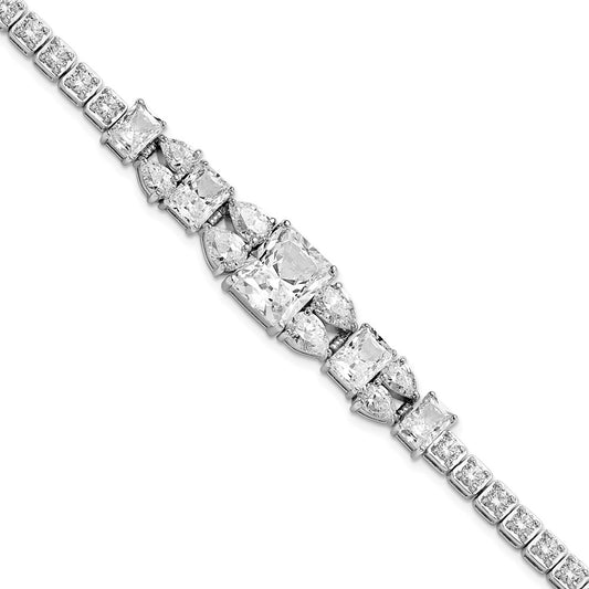 Shop Exclusive Sterling Silver Rhodium-Plated Bracelet with White CZ | Stylish Value