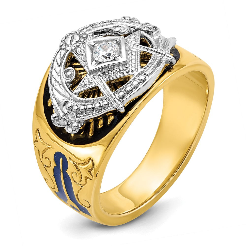 Buy Stylish 10K Two-Tone Masonic Ring with Diamond & Enamel - Exclusive Design