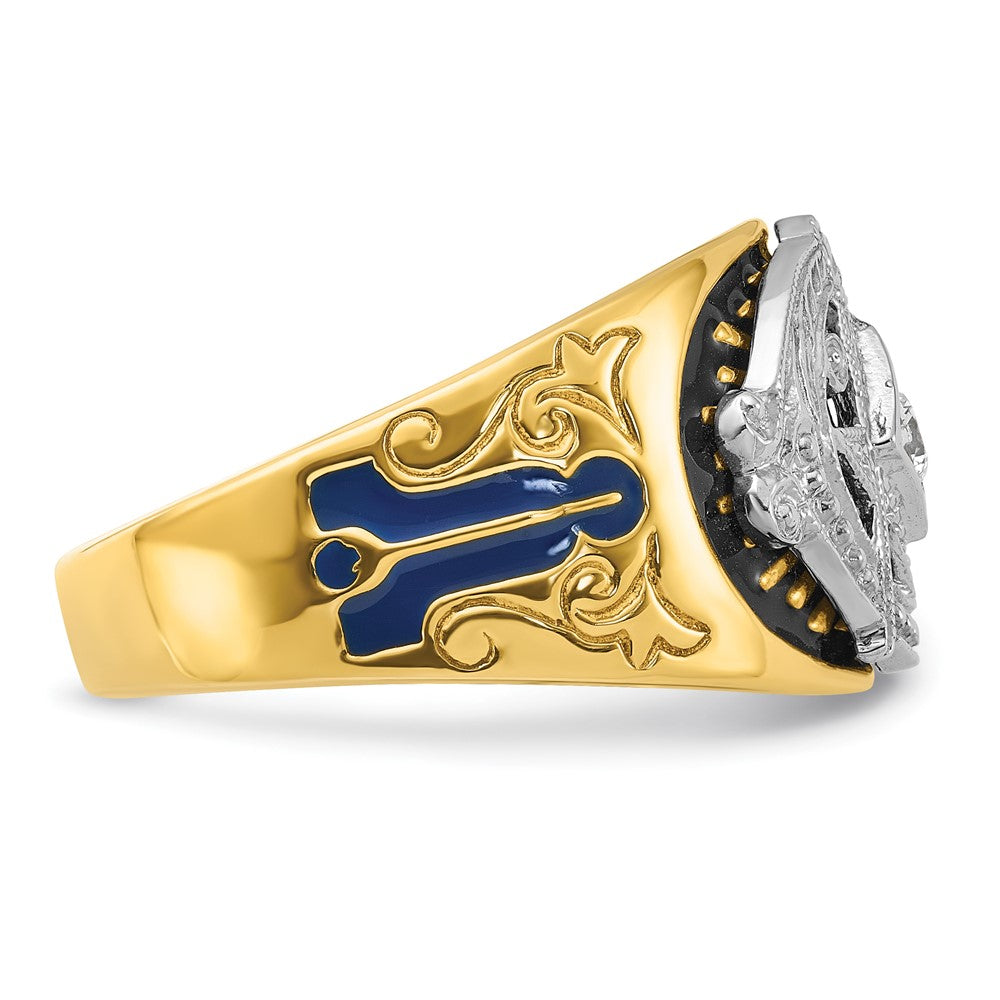 Buy Stylish 10K Two-Tone Masonic Ring with Diamond & Enamel - Exclusive Design
