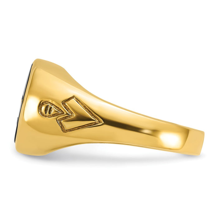 Buy Designer 14K Men's Polished Grooved Masonic Ring - 11mm, Blue Onyx, Affordable!-3