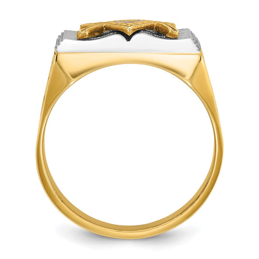 Shop Exclusive 14K Gold Two-Tone Masonic Ring - Stylish Blue Enamel, 8.5g