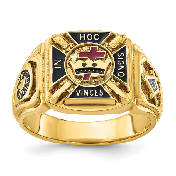 10k Men's Knights Templar Masonic Ring - Multi-Color Enamel