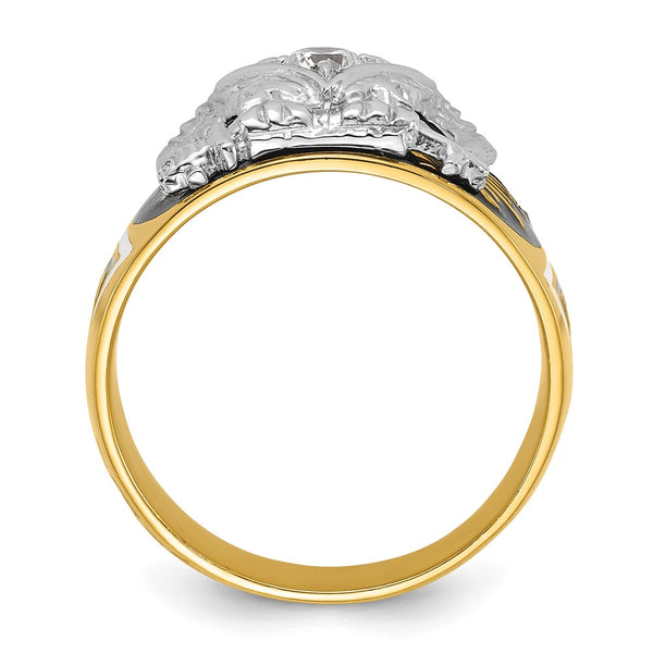 14K Gold Masonic Ring: Polished, Textured, 32nd Degree