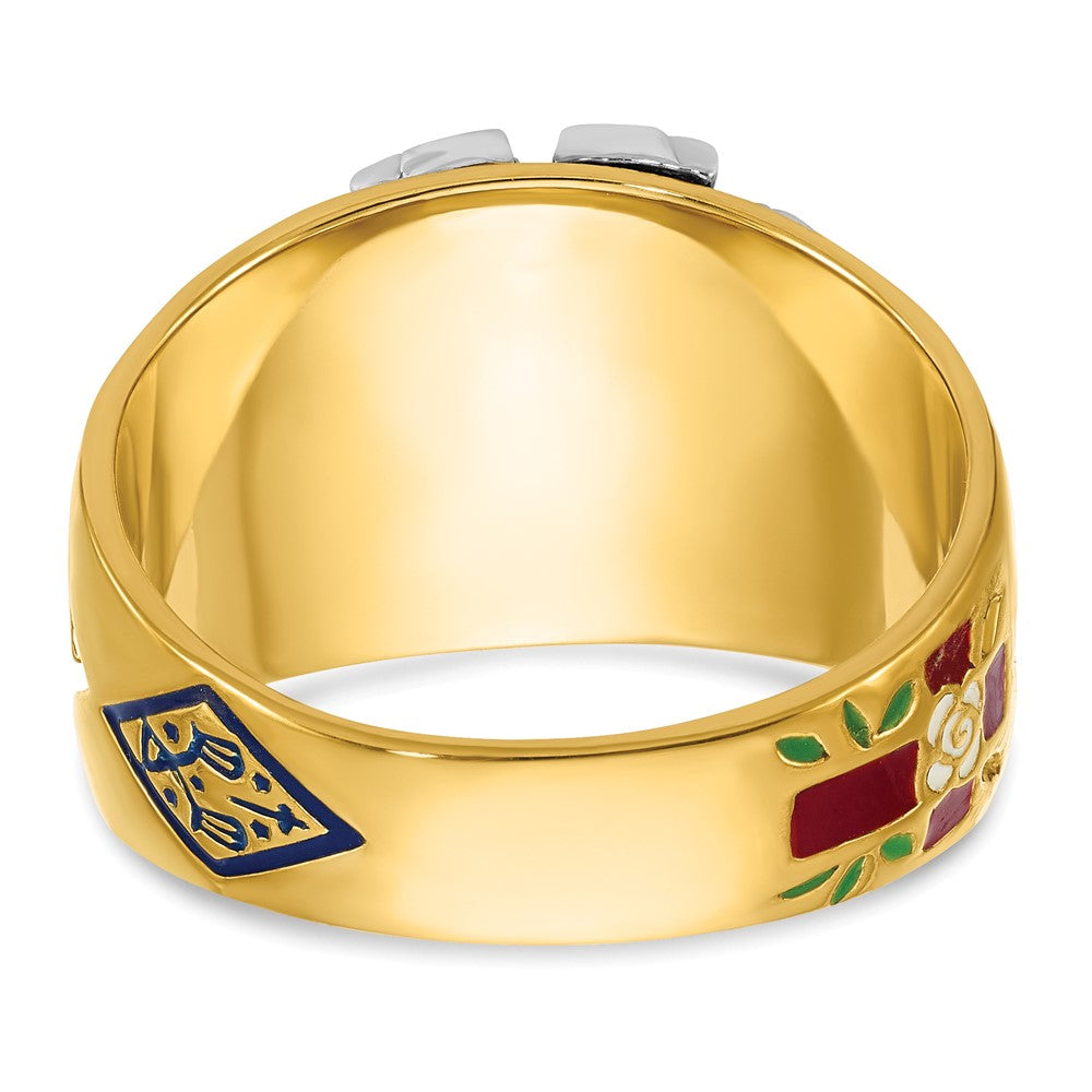 Shop Exclusive 14K Gold Masonic Ring: Polished, Textured, 32nd Degree, Stylish Design