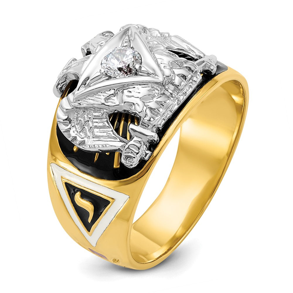 Shop Exclusive 14K Gold Masonic Ring: Polished, Textured, 32nd Degree, Stylish Design