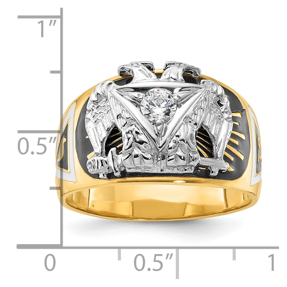 Shop Exclusive 14K Gold Masonic Ring: Polished, Textured, 32nd Degree, Stylish Design