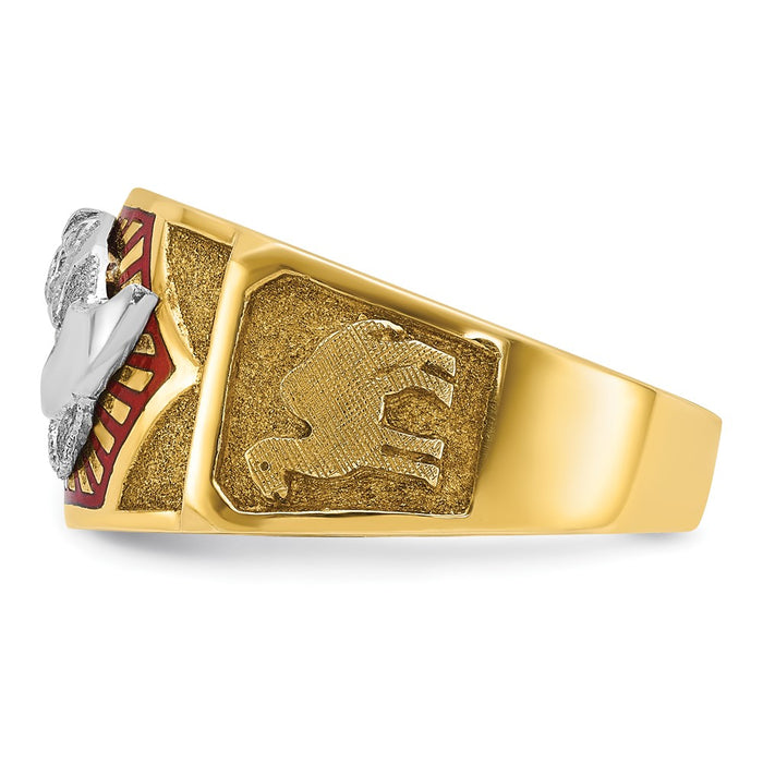 Shop Exclusive 10K Two-Tone Men's Masonic Ring - Stylish Polished Design with Enamel Accents-3