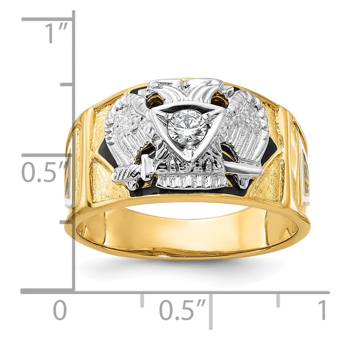 Buy Stylish 14K Two-Tone Men's Diamond Masonic Ring | 32nd Degree, Affordable-8