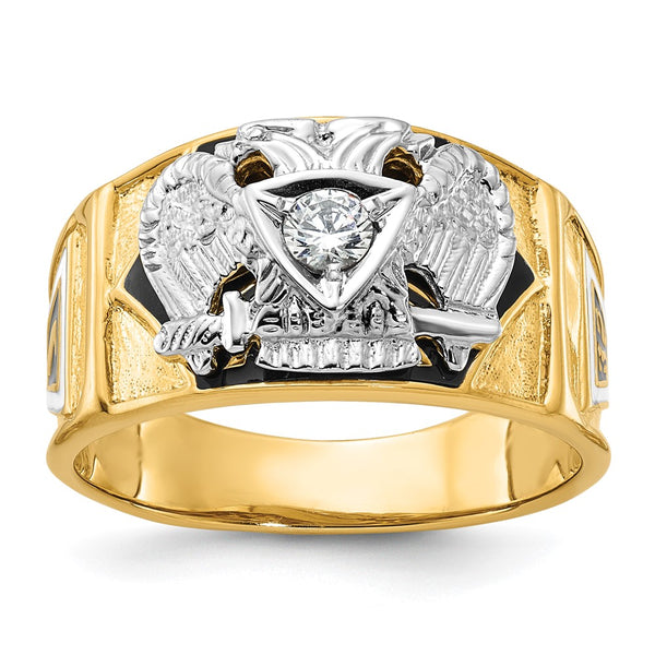 14K Two-Tone Men's Diamond Masonic Ring - 32nd Degree