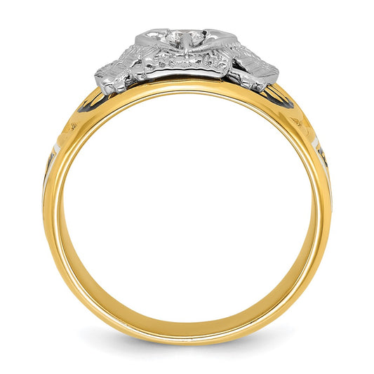 Exclusive 14K Gold Two-Tone Men's Masonic Ring with Diamond Emblem - Stylish Value