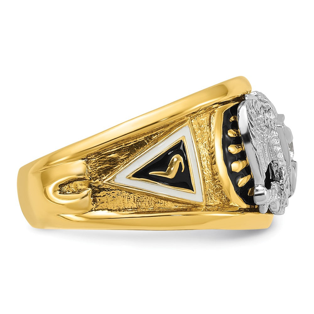 Exclusive 14K Gold Two-Tone Men's Masonic Ring with Diamond Emblem - Stylish Value