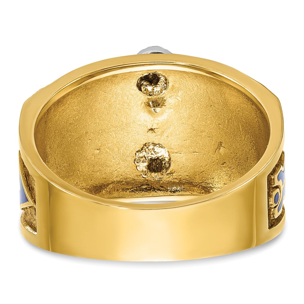 Exclusive 14K Gold Two-Tone Men's Masonic Ring - Stylish Design with Diamonds
