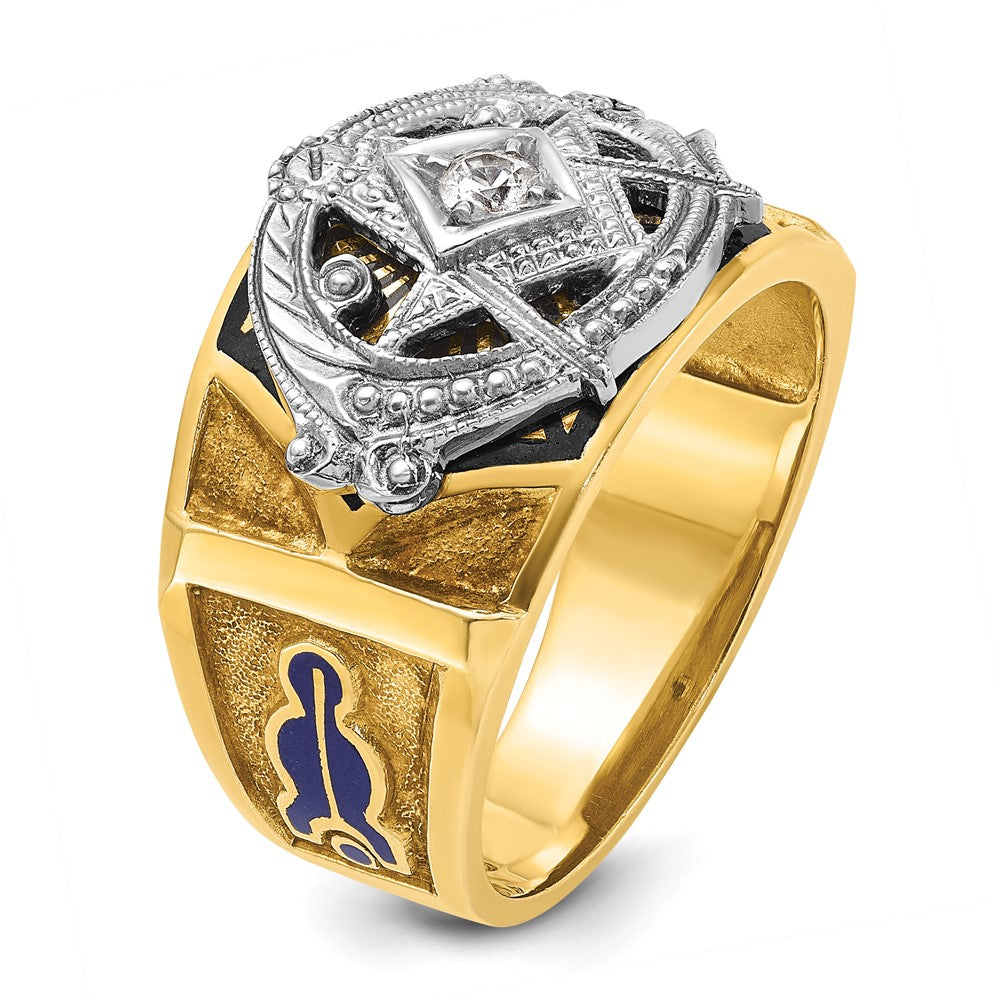 Exclusive 14K Gold Two-Tone Men's Masonic Ring - Stylish Design with Diamonds