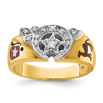 Exclusive 10K Two-Tone Men's Masonic Shriner's Ring with Diamond Accents