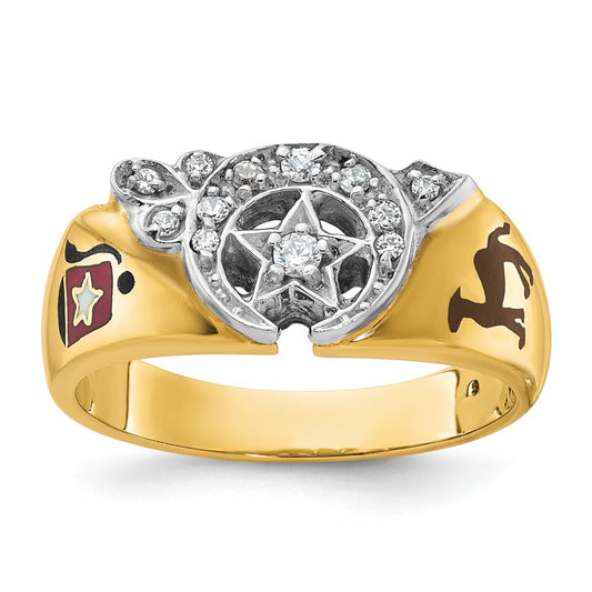 Exclusive 10K Two-Tone Men's Masonic Shriner's Ring with Diamond Accents