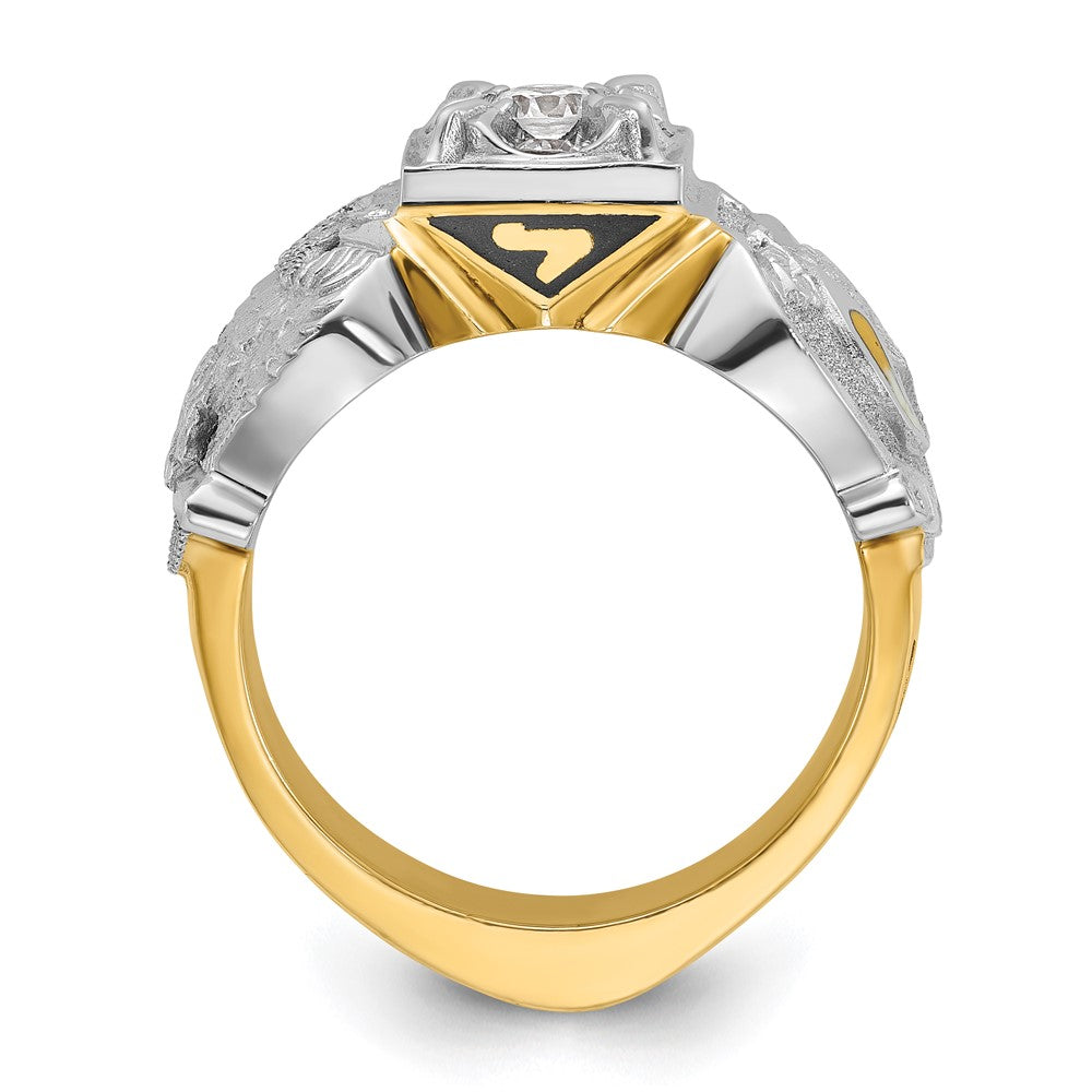 Exclusive 10K Two-Tone Mens Ring with Diamond Emblem | Luxury Design