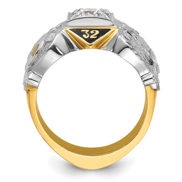 14K Gold Men's Masonic Ring - 0.10ct Diamond