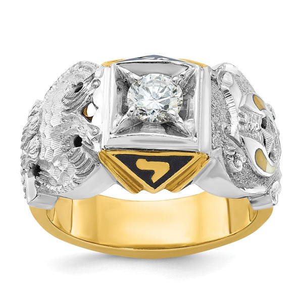 14K Gold Men's Masonic Ring - 0.10ct Diamond