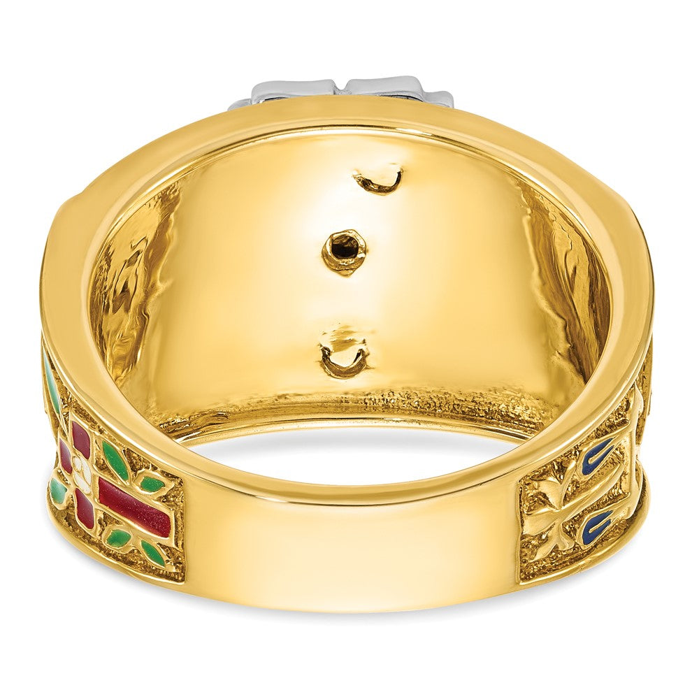 Exclusive 14K Two-Tone Men's Ring with Diamond, Stylish Masonic Design