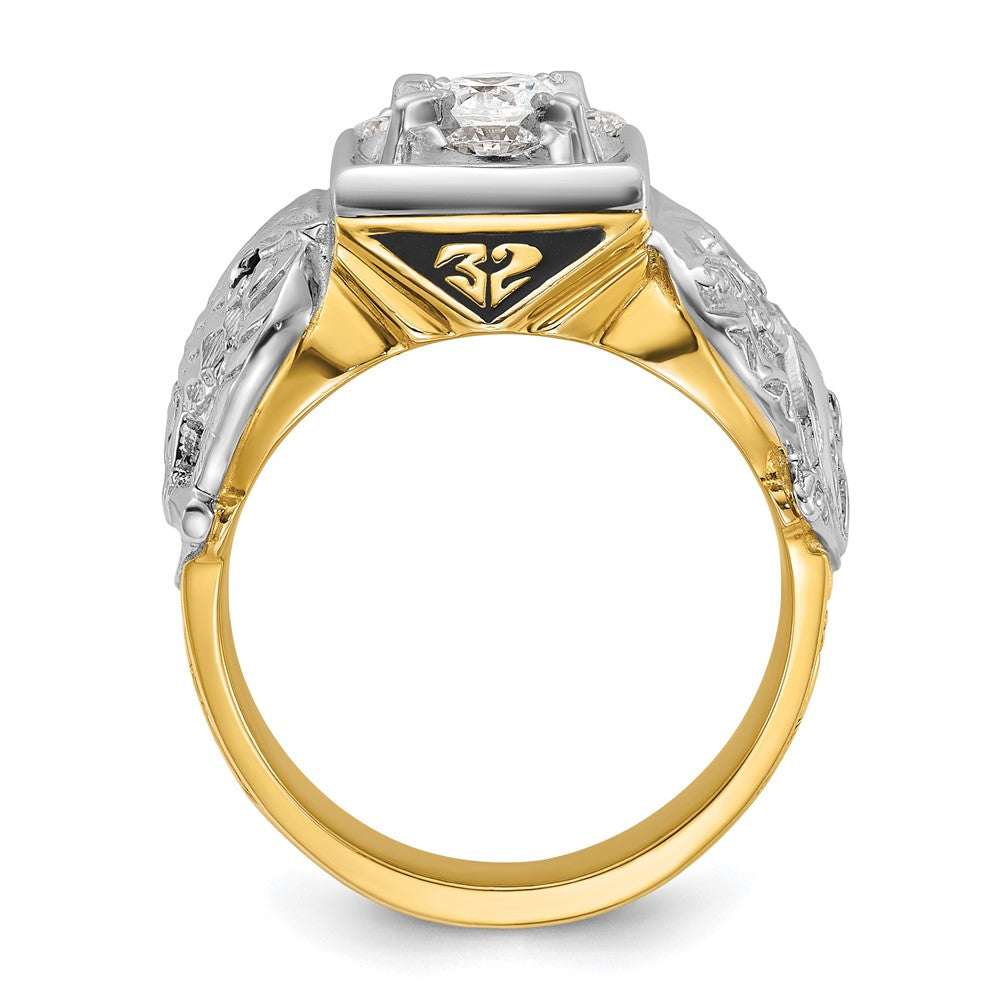 Exclusive 14K Two-Tone Men's Diamond Masonic Ring - Stylish, 1.5" Size