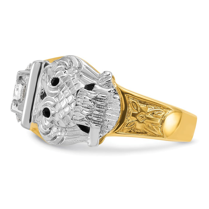 Exclusive 14K Two-Tone Men's Diamond Masonic Ring - Stylish, 1.5" Size-5