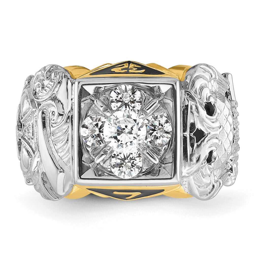 Exclusive 14K Two-Tone Men's Diamond Masonic Ring - Stylish, 1.5" Size