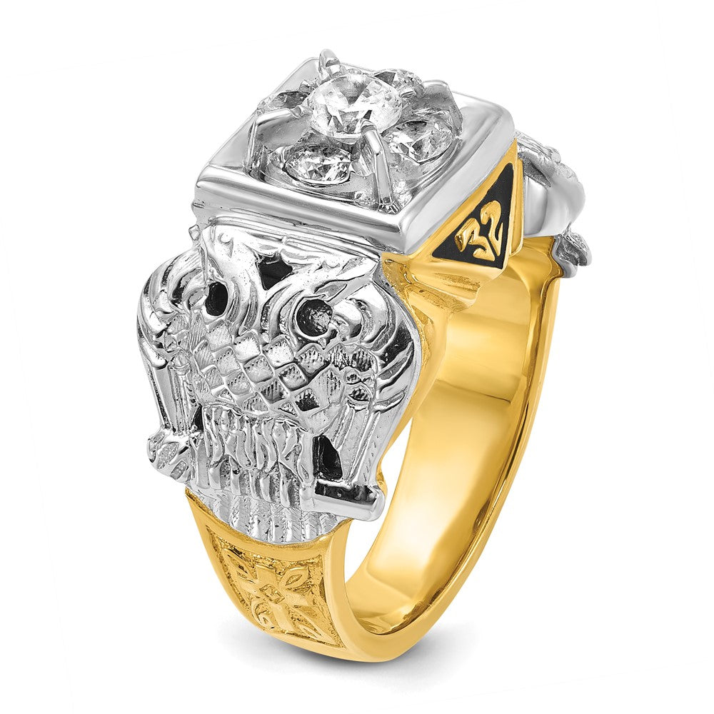 Exclusive 14K Two-Tone Men's Diamond Masonic Ring - Stylish, 1.5" Size