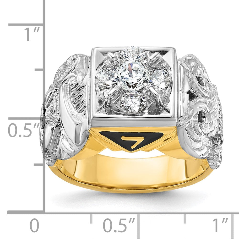 Exclusive 14K Two-Tone Men's Diamond Masonic Ring - Stylish, 1.5" Size