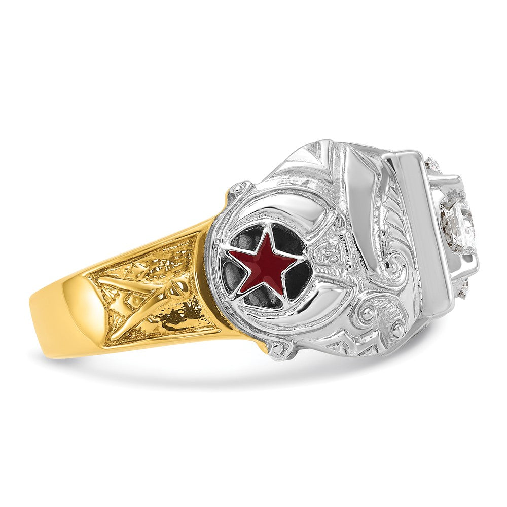 Exclusive 14K Two-Tone Men's Diamond Masonic Ring - Stylish, 1.5" Size