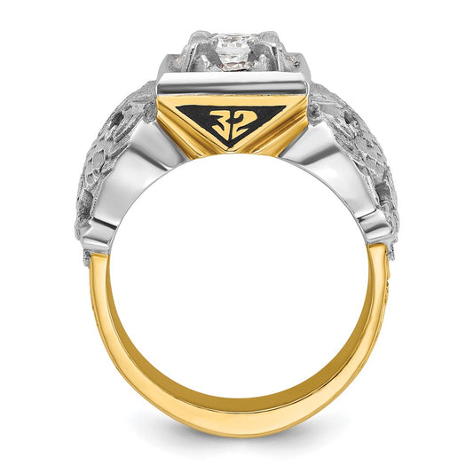 Buy Exclusive 14K Two-Tone Men's Masonic Ring with Diamond - Stylish & Affordable