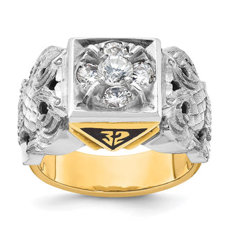 Buy Exclusive 14K Two-Tone Men's Masonic Ring with Diamond - Stylish & Affordable