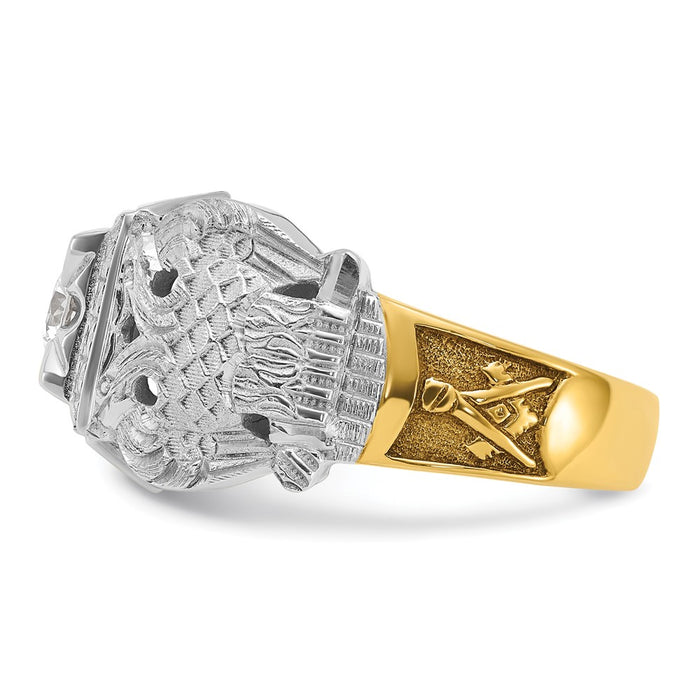 Exclusive 14K Two-Tone Masonic Ring with Diamond, Stylish Design, 32nd Degree-3