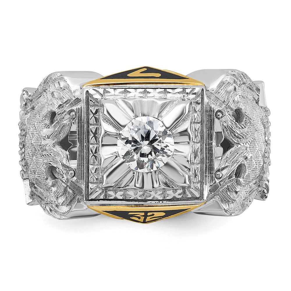 Exclusive 14K Two-Tone Masonic Ring with Diamond, Stylish Design, 32nd Degree